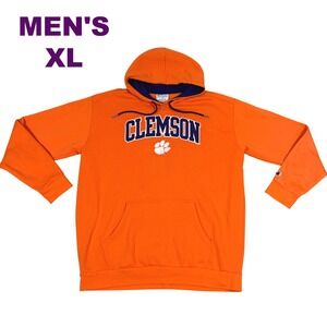 Champion Clemson Tigers Hoodie XL Orange Embroidered Logo Pullover NCAA Football